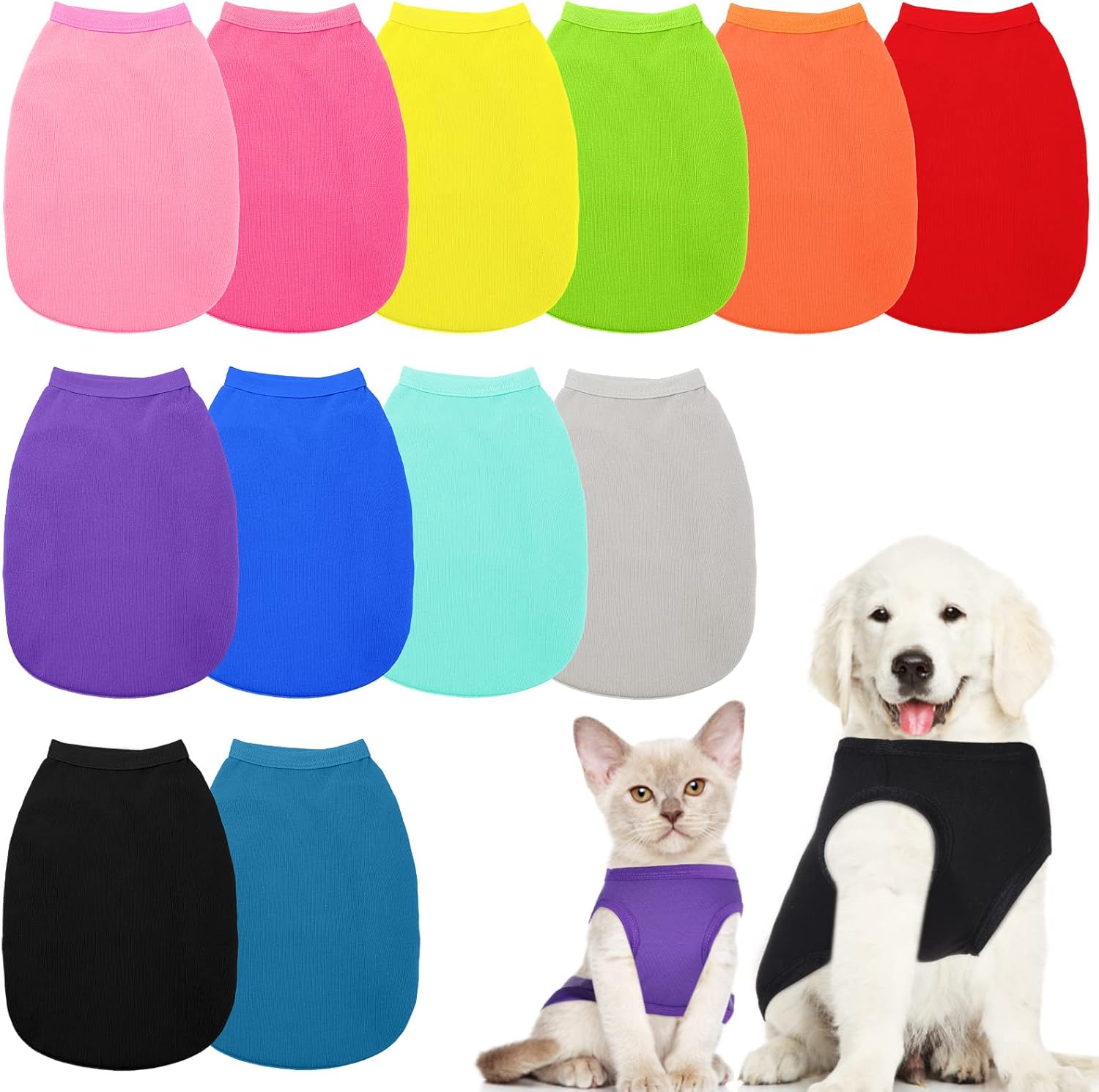 24 Pcs Dog Shirts Bulk Blank Dog T Shirt for Small Dogs Plain Puppy Cat Shirts