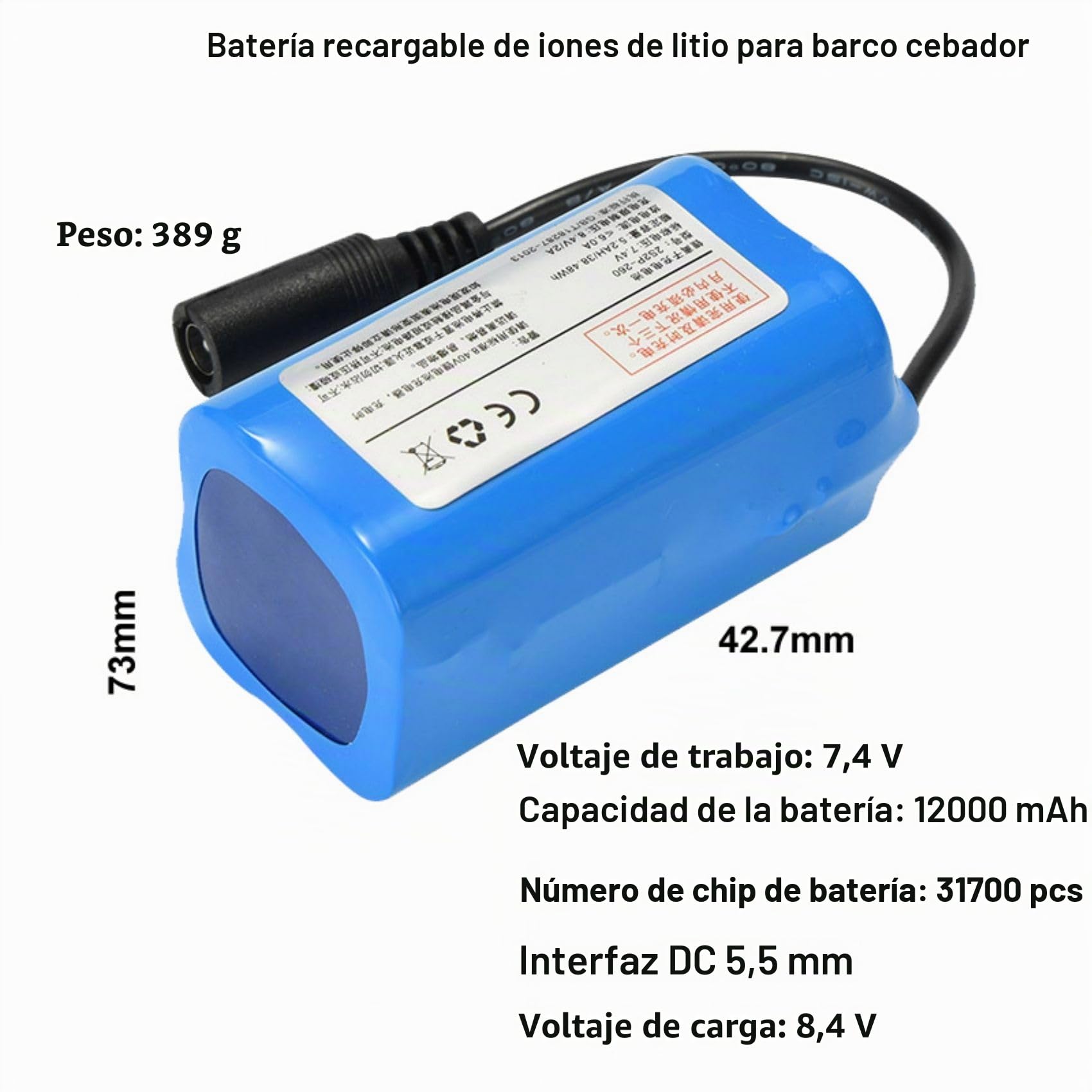 Batería recargable Lipo 7,4 V 12000 mAh para barco barchino carpfishing batería de repuesto para barcos de pesca Batterias La RC bait boat D16 D18 V700 V020 D16 D18