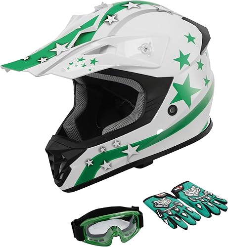 TCMT - Casco de cara completa de motocross todoterreno y de calle para jóvenes y niños casco para motocicleta motocross y cuatrimoto casco lentes