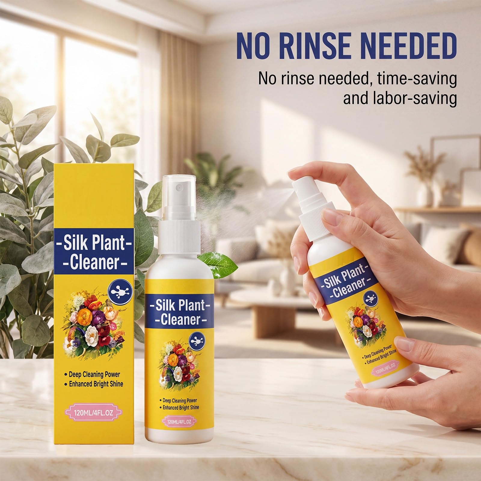 Künstliche Pflanze Blume Reiniger, Seide Blume Reiniger Spray kein wischen, Blatt Glanz Spray für Zimmerpflanzen, geeignet für künstliche Pflanzen und Blumen 120ml (8pcs)