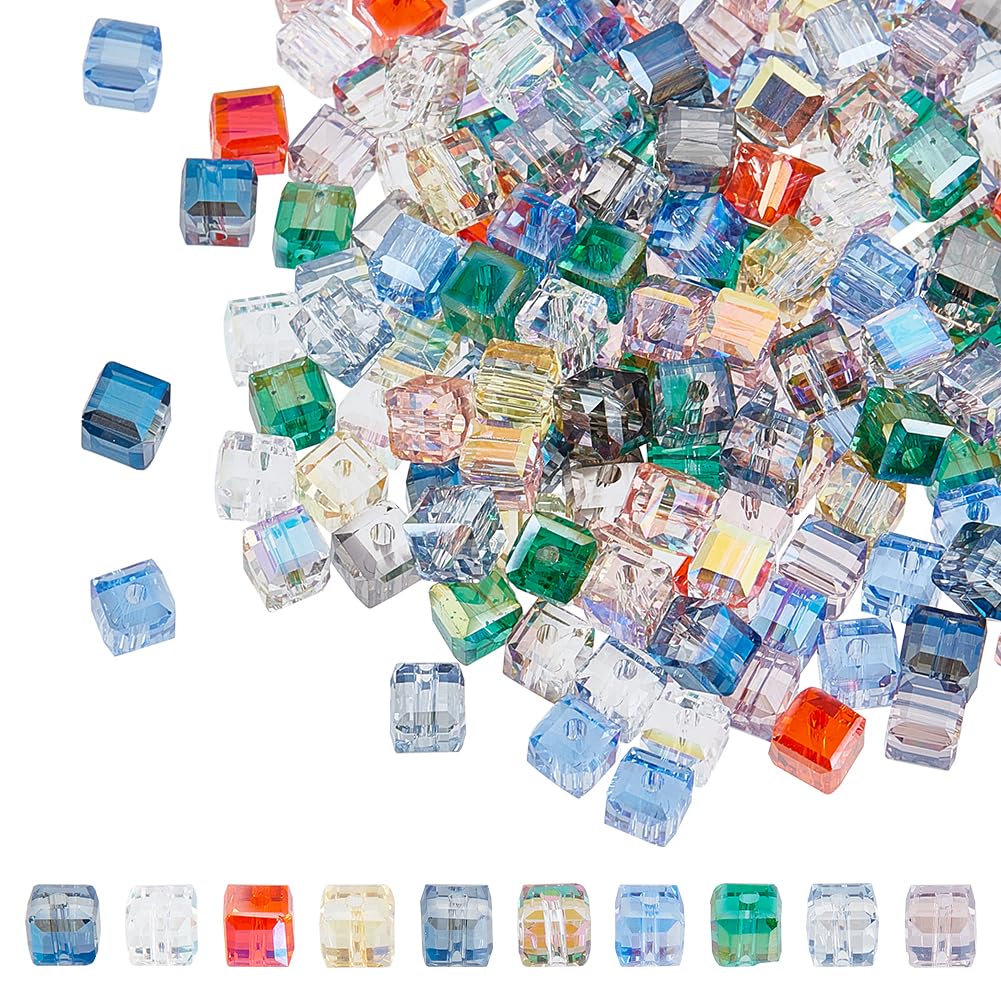 SUNNYCLUE Strass Würfelperlen - 30 Stück Quadratische Acryl Perlen, Bunt Gemischt
