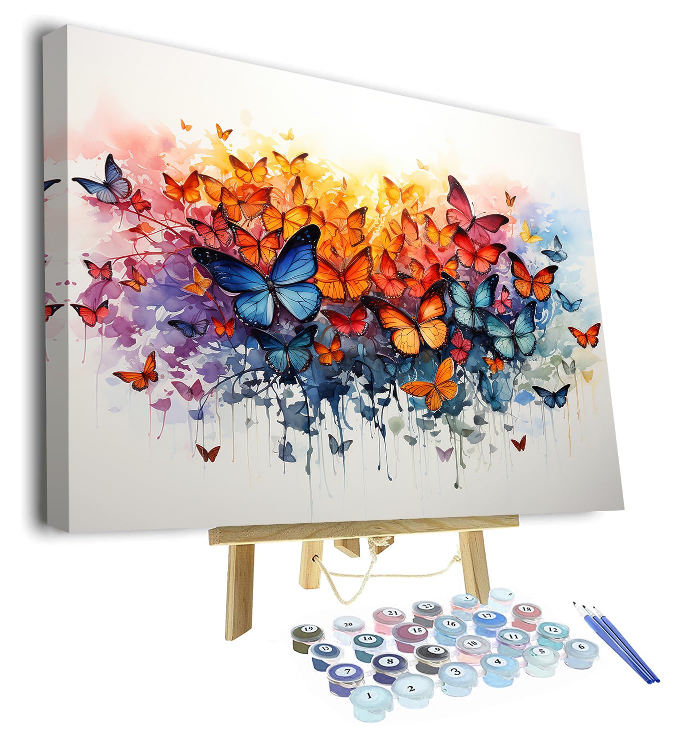 Paint by Numbers for Adults Colorful Butterfly Adult Paint by Number Acrylic Paint Kits for Adults DIY Adult Paint by Number Kits on Canvas Abstract Watercolor Art Crafts for Home 16"x20"(Framed)