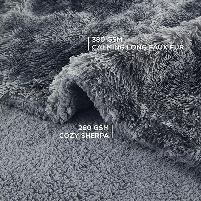 BEDSURE wasserdichte Hundedecke für große Hunde - 127 x 152 cm Langer Plüsch Hundedecke waschbar, Haustier Decke flauschig und weich, Schutzdecke Hundesofa, Batik-Grau