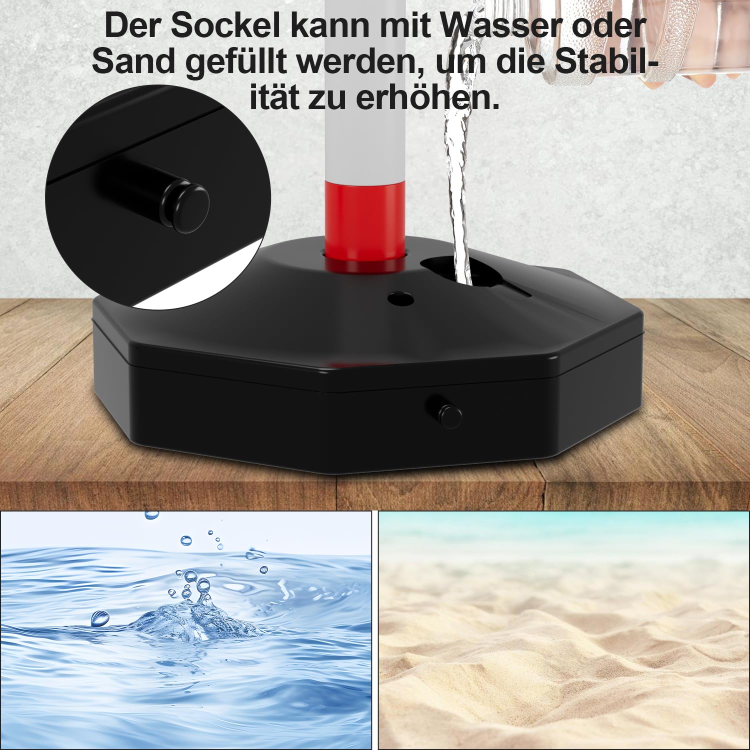 Sonnewelt 4 Stück Absperrpfosten, Kettenpfosten zum Befüllen mit Sand und Wasser, 1,4 m Kunststoffketten rot weiß, Sperrpfosten Absperrketten geeignet für Parkplatz, Auffahrt, Straßenunterhaltung