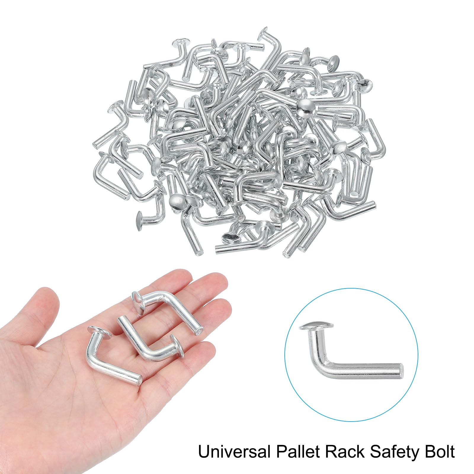 sourcing map M6 x 50 mm Universal-Palettenregal-Sicherheitsschraube, Palettenregal-Tropfstift, Rundkopf-Palettenregal-Sicherheitsschrauben, Zubehör-Regalsystem für Lager, Zuhause, DIY-Regal, Silber,