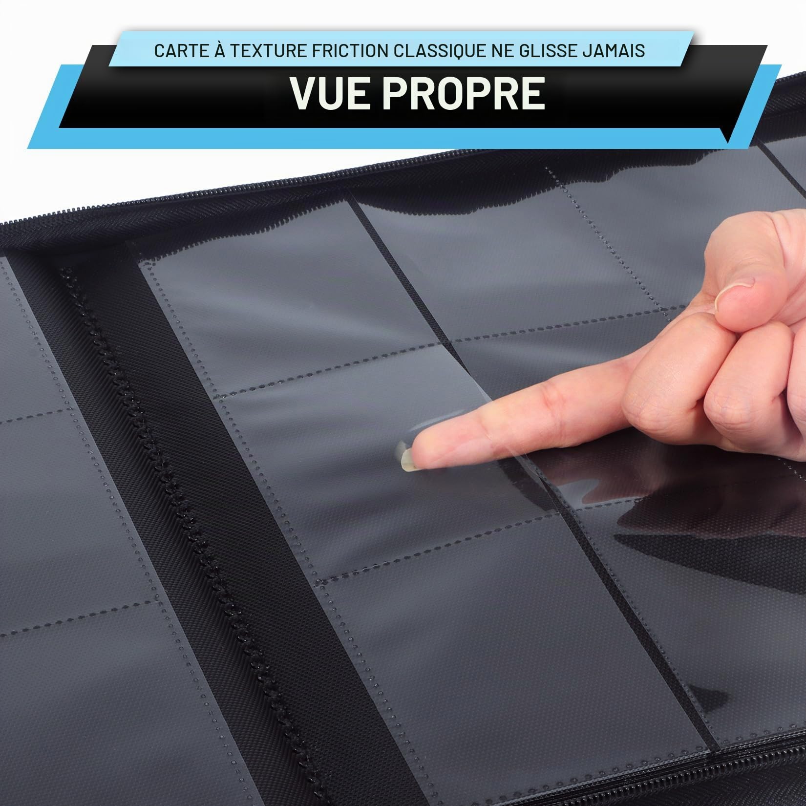 WITHYU Album de Collection de 12 Pochettes pour Cartes, Capacité de 720 Cartes, Étanche, avec Fermeture Éclair, pour TCG, Football et Cartes à Collectionner, Portable (Noir)