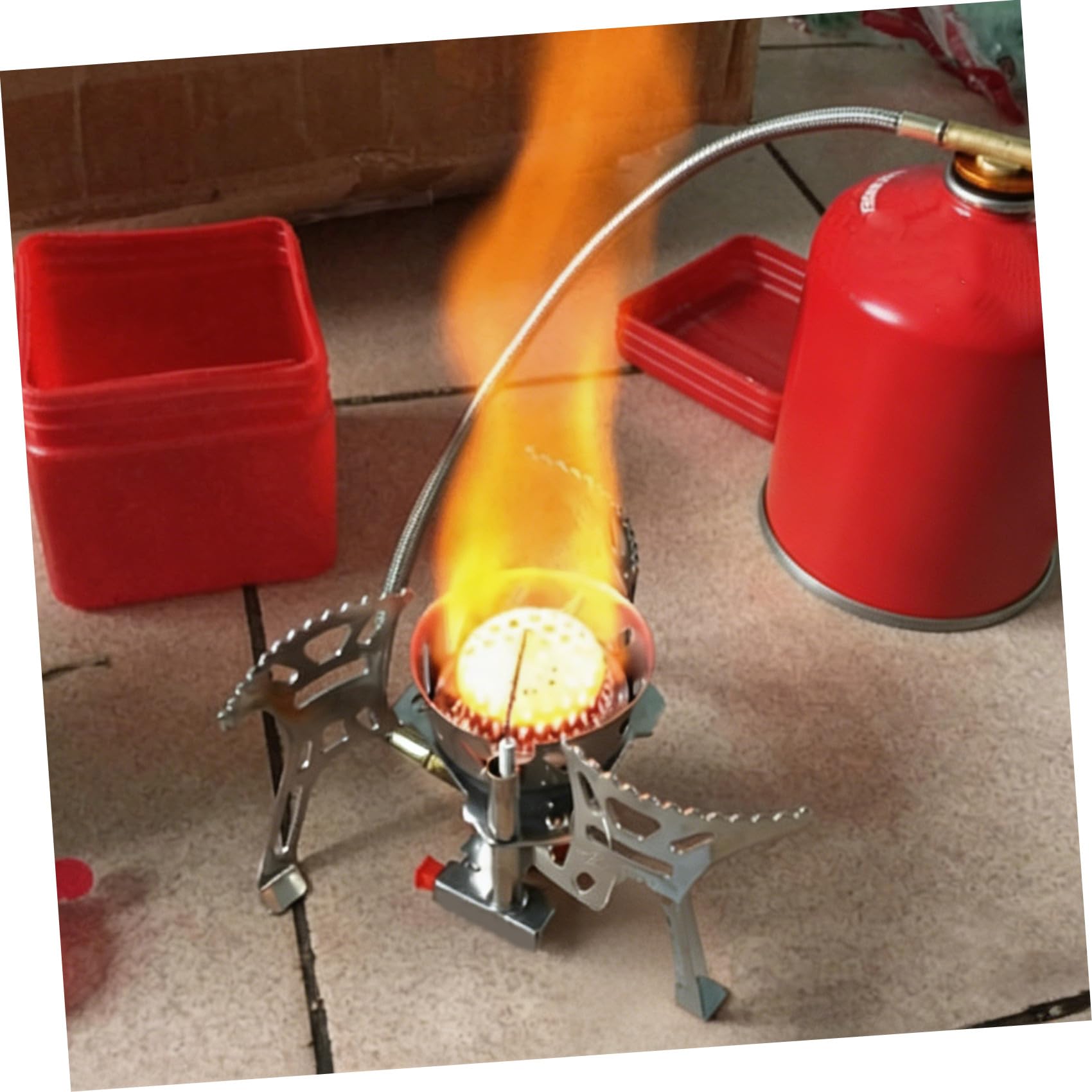 Windfester Camping Gaskocher als Tragbarer Brenner, Silber