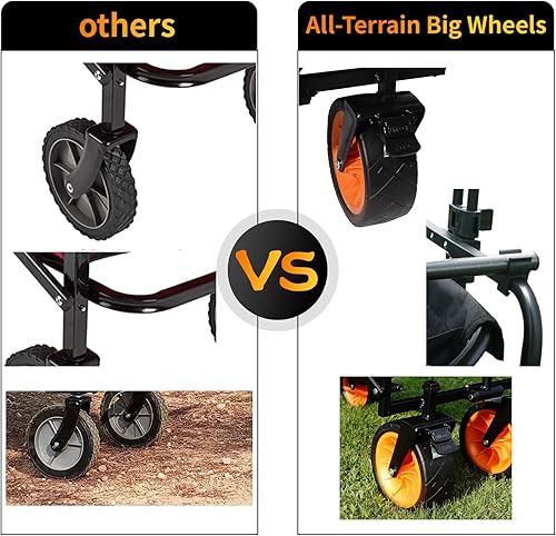 Miniatura 6 de Carrito de playa plegable resistente de 330 libras de gran capacidad, carritos de jardín plegables con ruedas grandes todo terreno, mango ajustable,