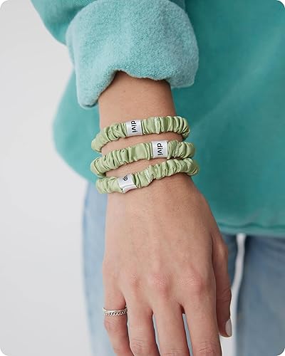 Miniatura 7 de divi Paquete de 3 coleteros de seda y vitaminas para el cabello para hombres y mujeres, paquete de 3 coleteros finos de satén para el cabello y