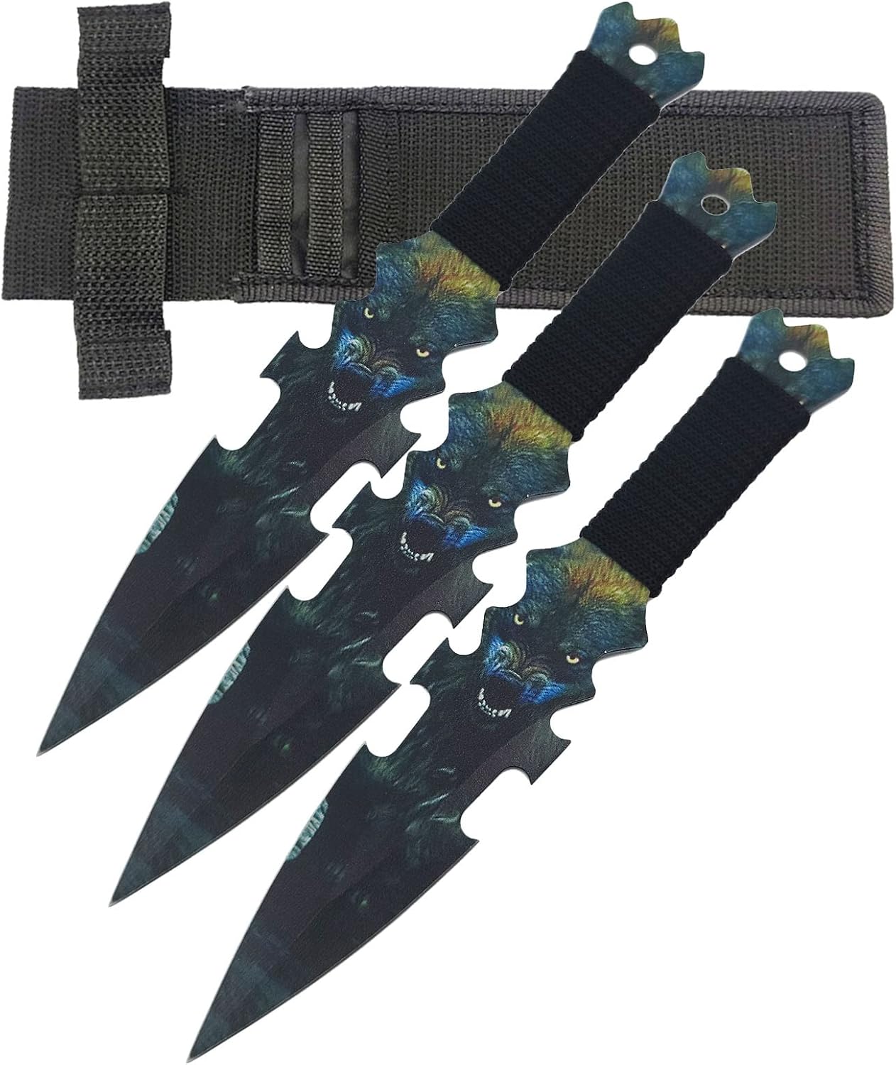 Wolf Coated Fixed Blade Throwers Training Knives 3pcs