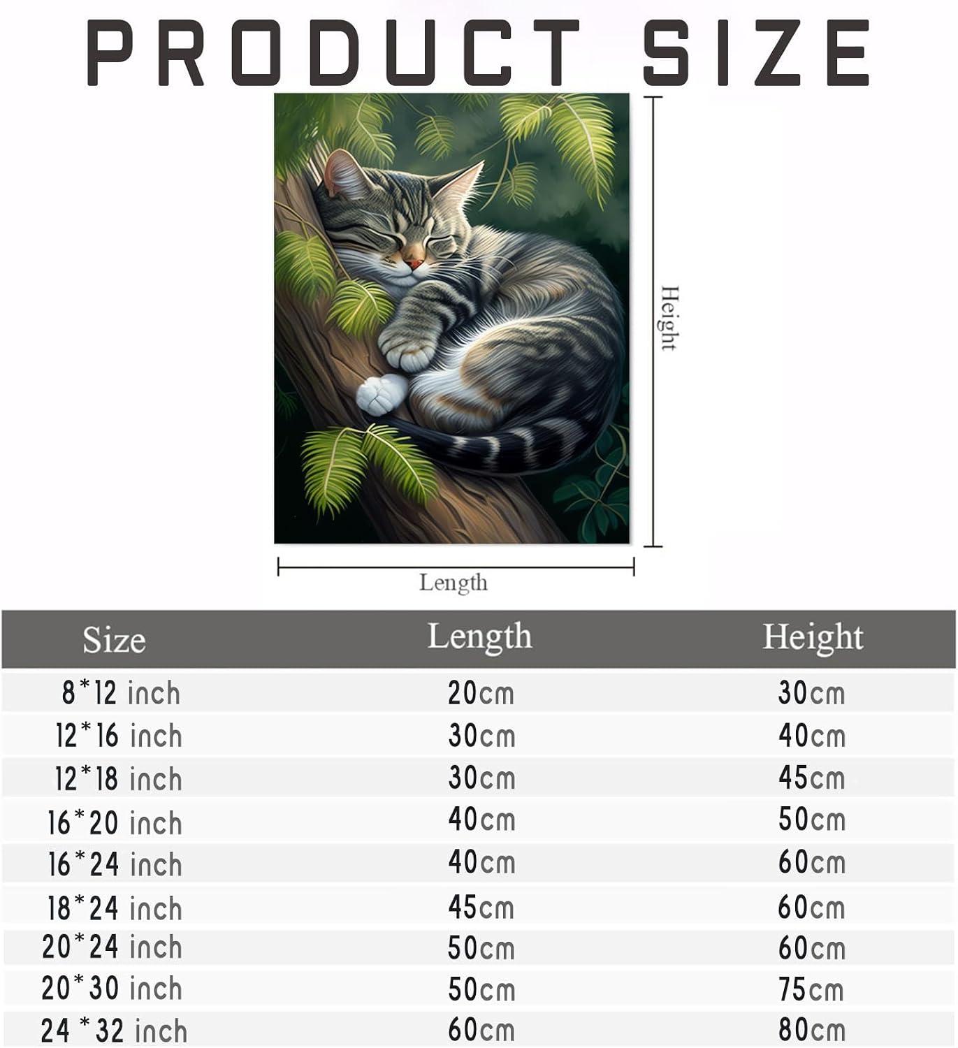 Cat Diamond Painting Kits for Adults, Sleeping cat 5D DIY Diamond Painting Full Round Drill Craftwork for Beginners Gem Art Painting Home Wall Decor Gift 16x20 Inch