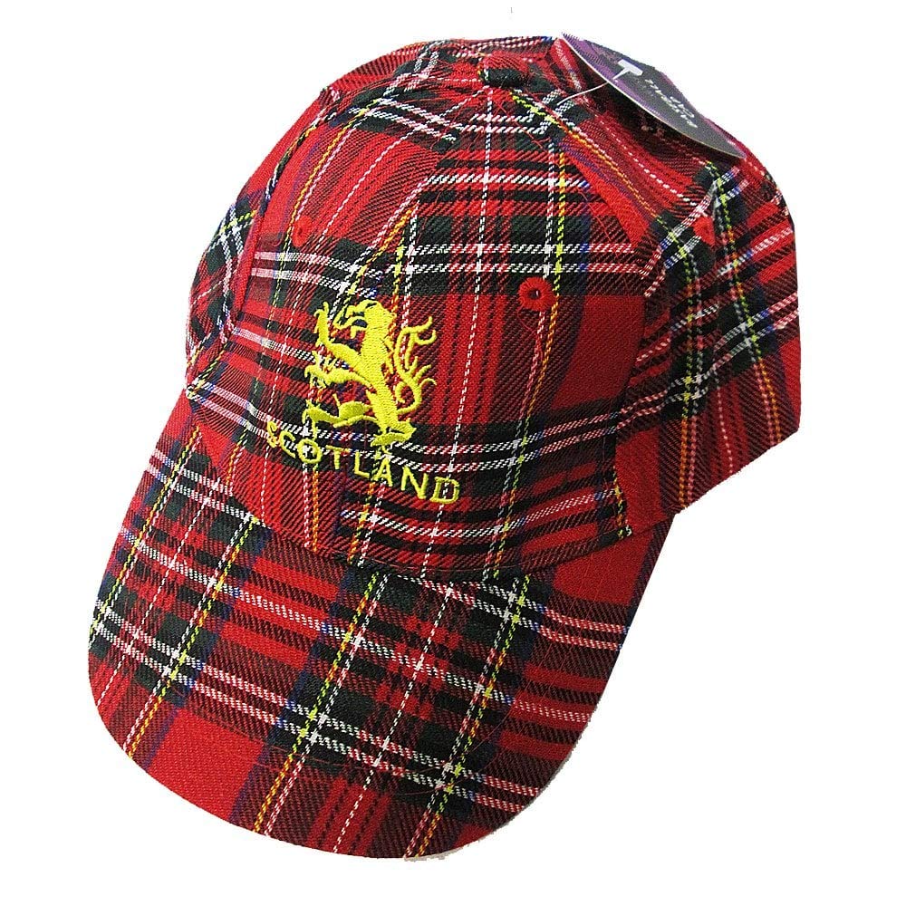 Thistle Products Men's Red Royal Stewart Scottish Tartan Lion Rampant Scotland Baseball Cap Hat