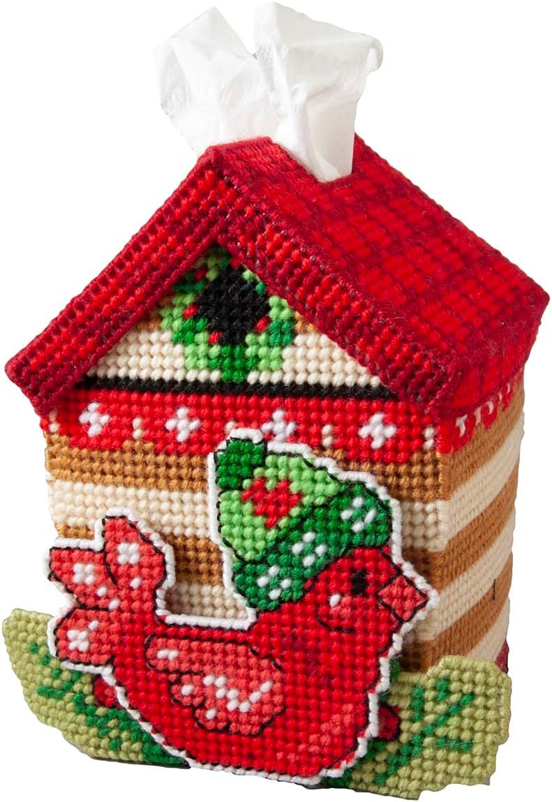 Herrschners Cozy Birdhouse Tissue Box Plastic Canvas Kit