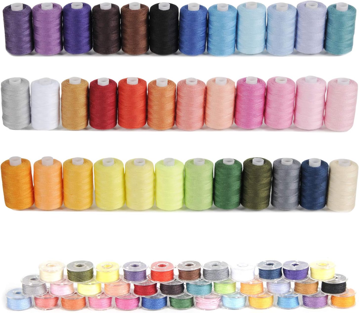 KEIMIXJIA 72Pcs Sewing Threads Kits, 550 Yards Per Polyester Thread Spools with Prewound Bobbins, 36 Colors, Compatible with Hand & Machine Sewing : Arts, Crafts & Sewing
