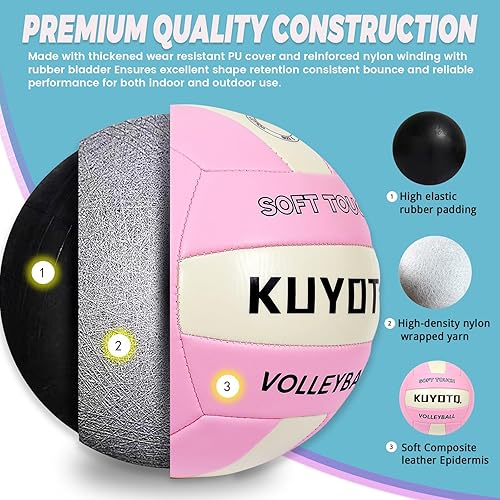 Miniatura 8 de KUYOTQ Balón de voleibol que brilla en la oscuridad, tamaño 5, color rosa, luminoso, para juegos nocturnos, pelota de entrenamiento al aire libre e