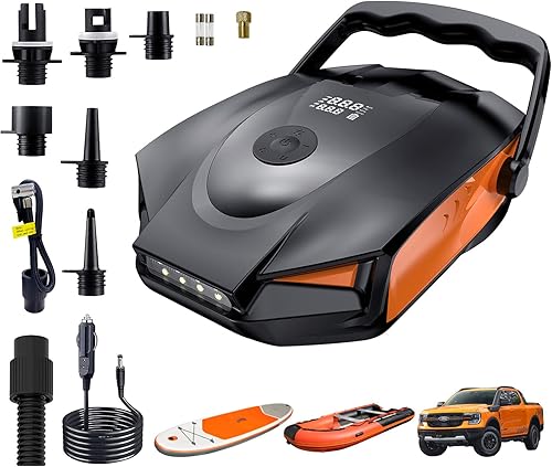 50PSI Paddle Board Pump Electric Portable, High Pressure Sup Pump - Dual Stage Inflation, Auto Shut Off and Deflate for Stand Up Paddle