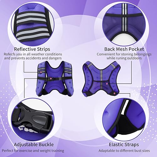 Miniatura 2 de Juego de chaleco con peso para mujer, chaleco ajustable de 10 libras para mujer, con un par de pesas de 2 libras para muñeca, pierna, brazo para