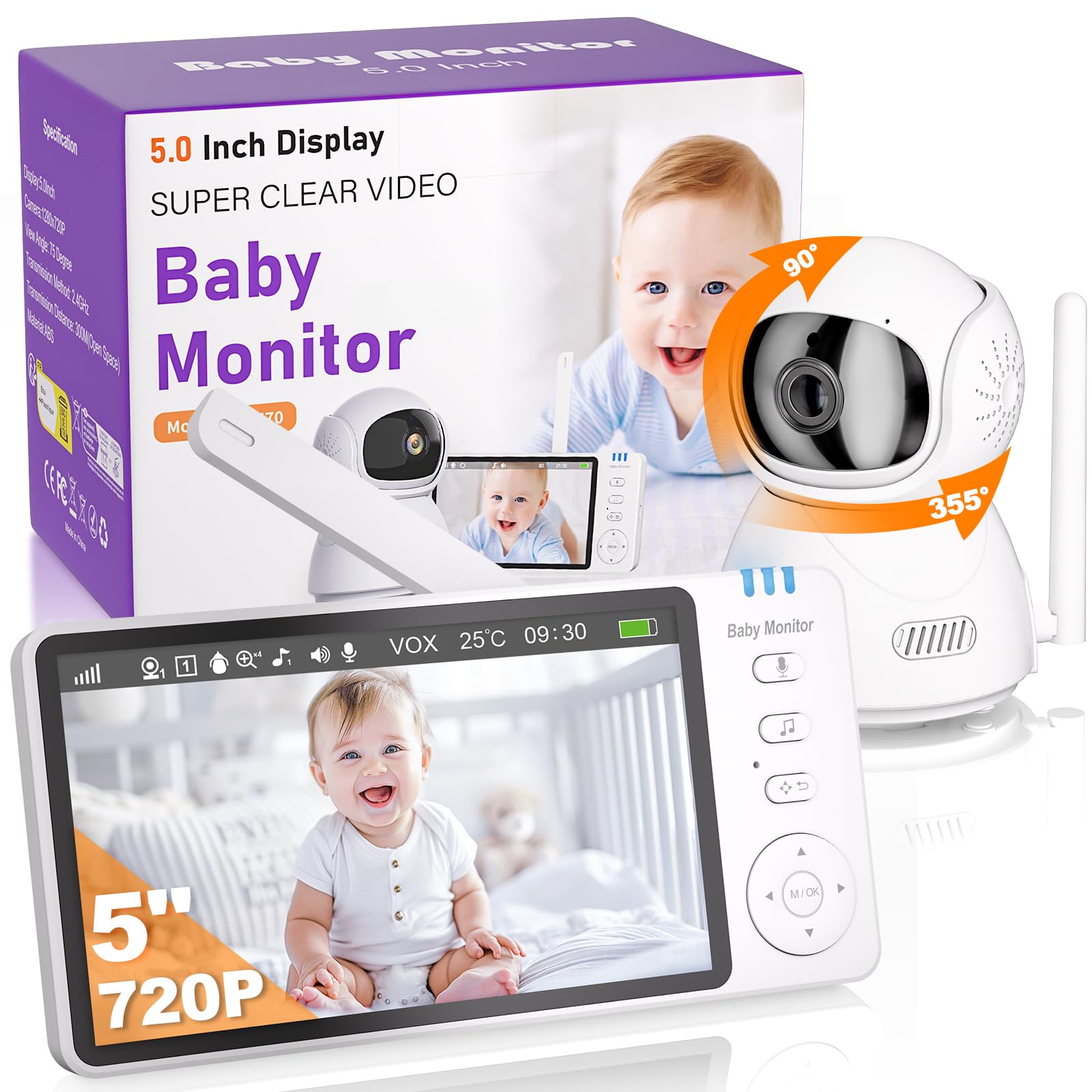baby monitor video audio 2x4 digital zoom night vision