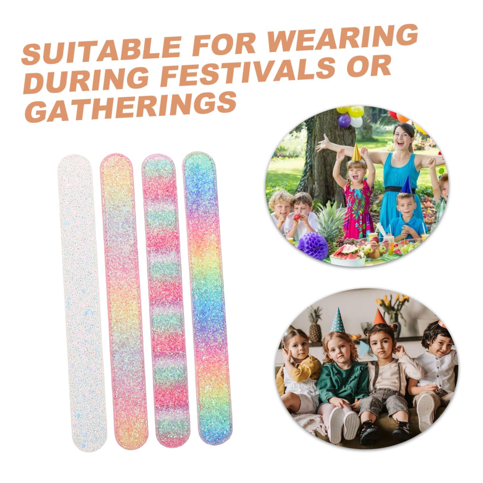 Kisangel 24 piezas Pulseras Slap con Purpurina para Pulseras Brillantes de Colores Surtidos Accesorio Divertido para Fiestas y Infantiles