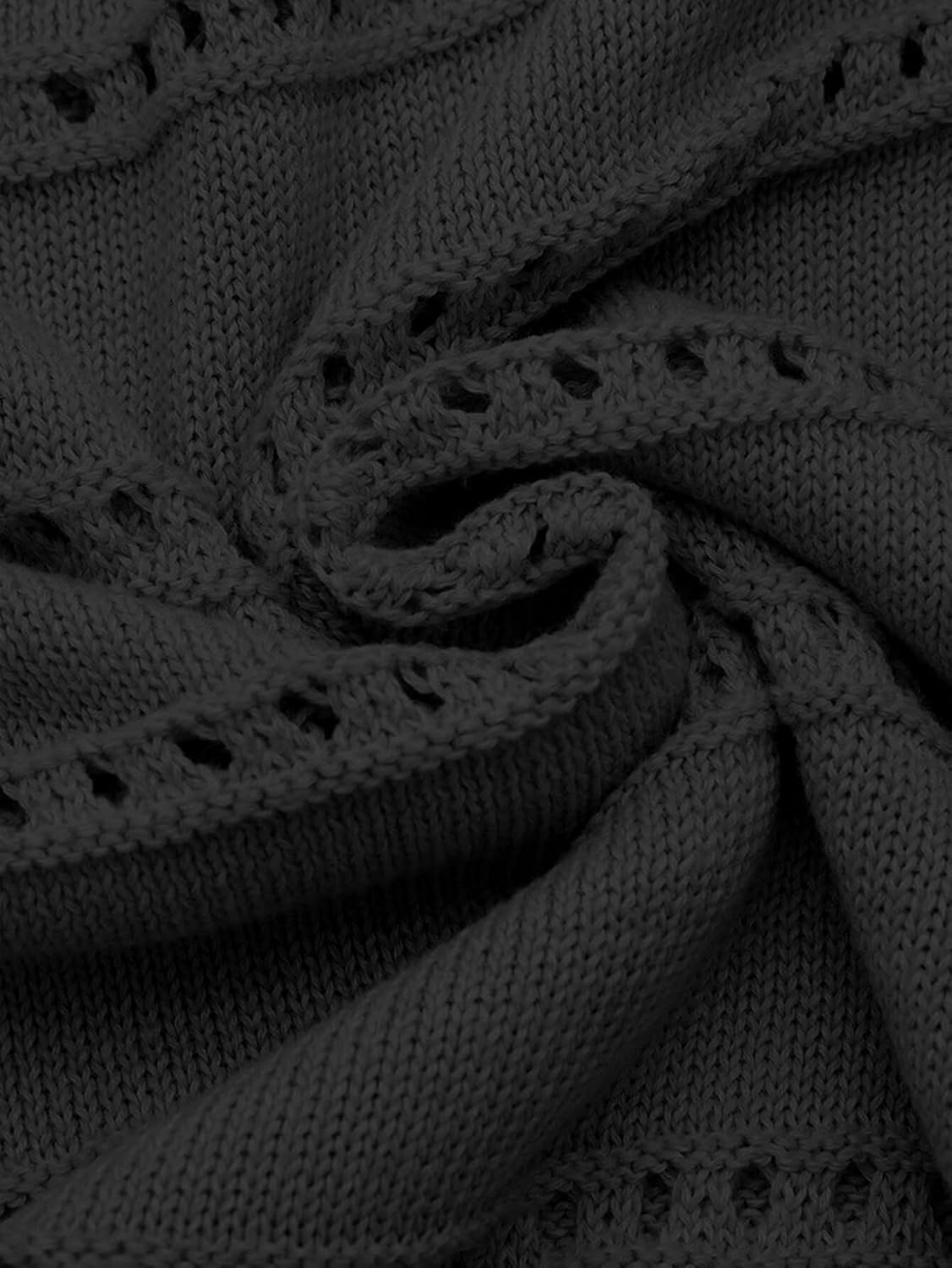 Flamingals Crochet Knit Sweater for Women Long Sleeve Cute Elegant Hollow Out Boat Neck Cozy Oversized Tunic Sweater 2026 Black S - Image 5