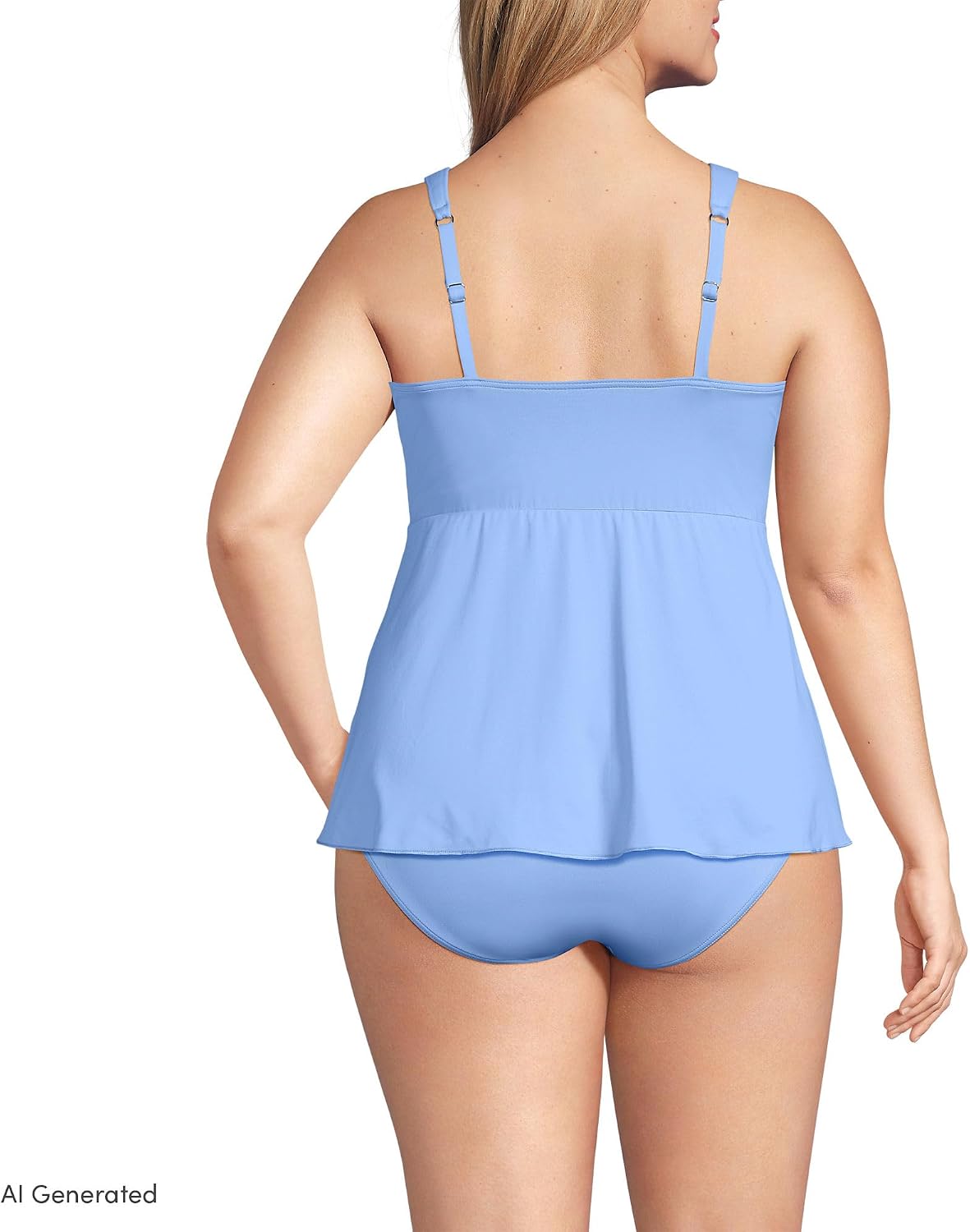 Lands' End Women's Adjustable Scoop Neck Flutter Tankini Top