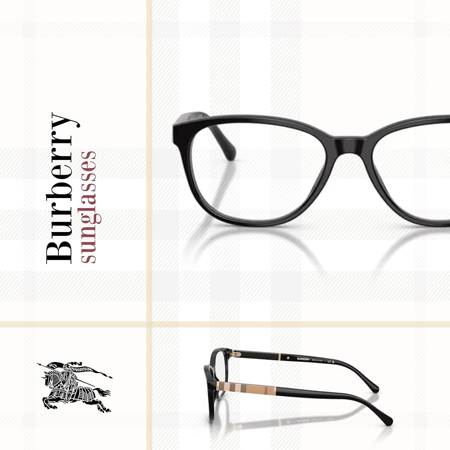 Amazon.com: BURBERRY BE2172 3001 52M Black/Demo Lens Square
