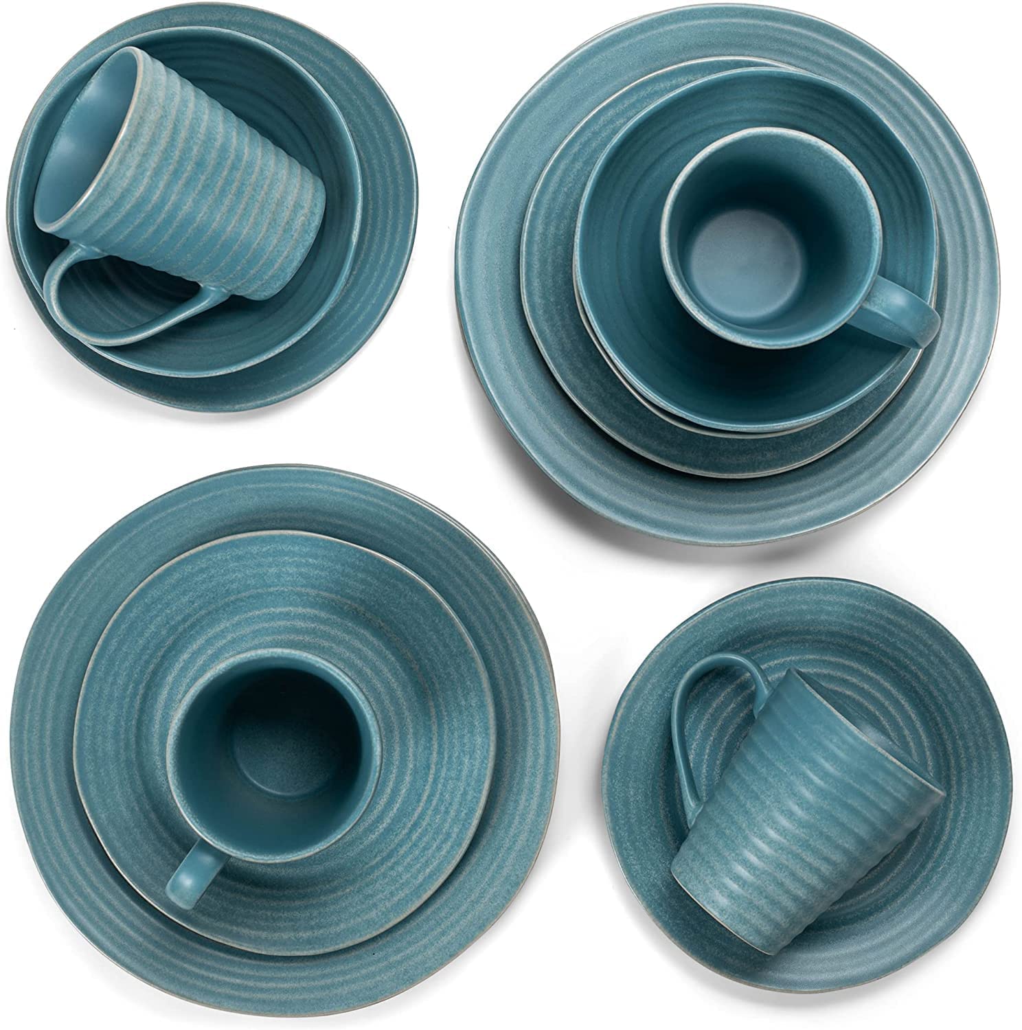 Porcelanowy zestaw zastawy stołowej, nowoczesna prążkowana ceramiczna zastawa stołowa do kuchni i jadalni