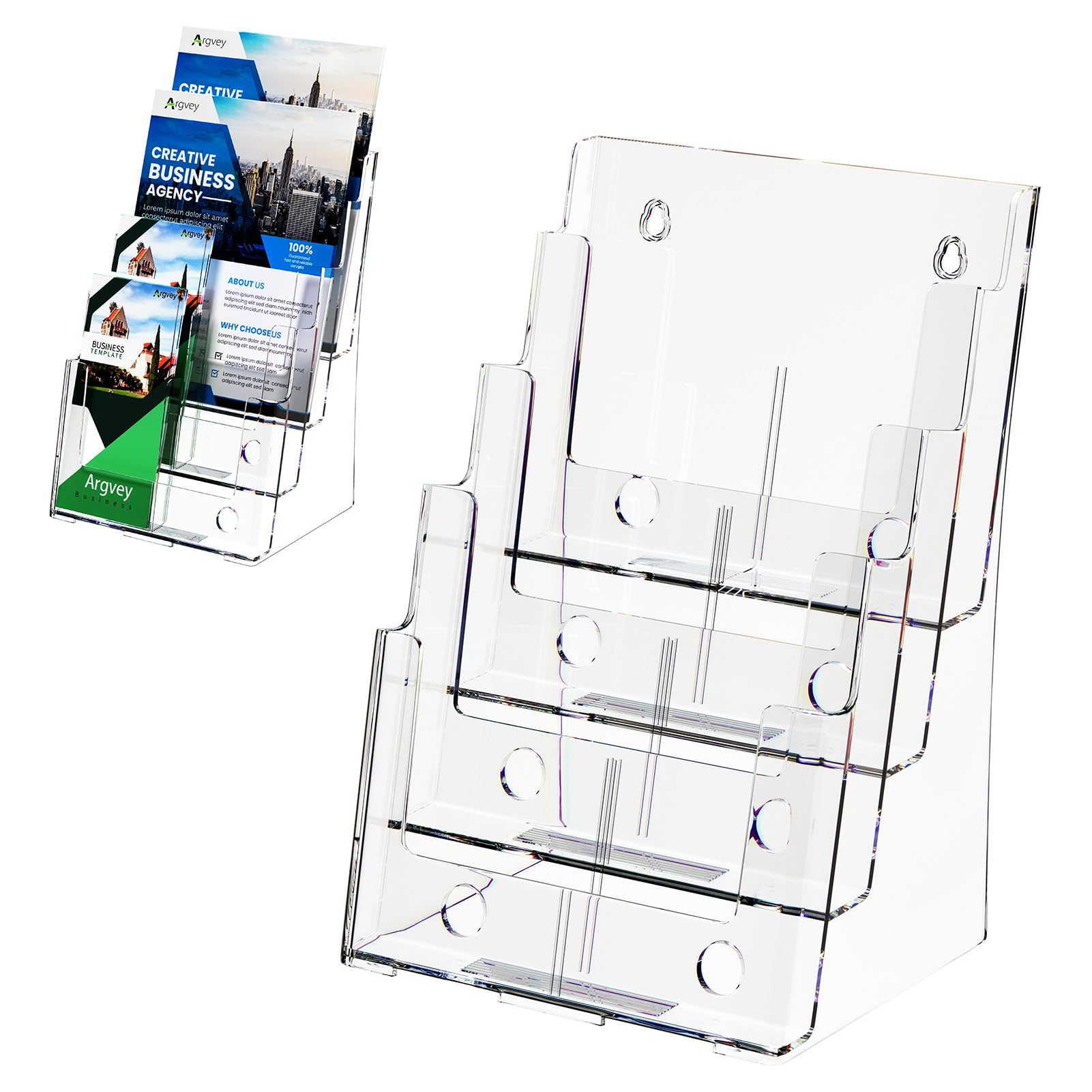 Présentoir à Brochures Acrylique 4 Niveaux A4 - Pour Réception, Bureau, Mur Ou Comptoir