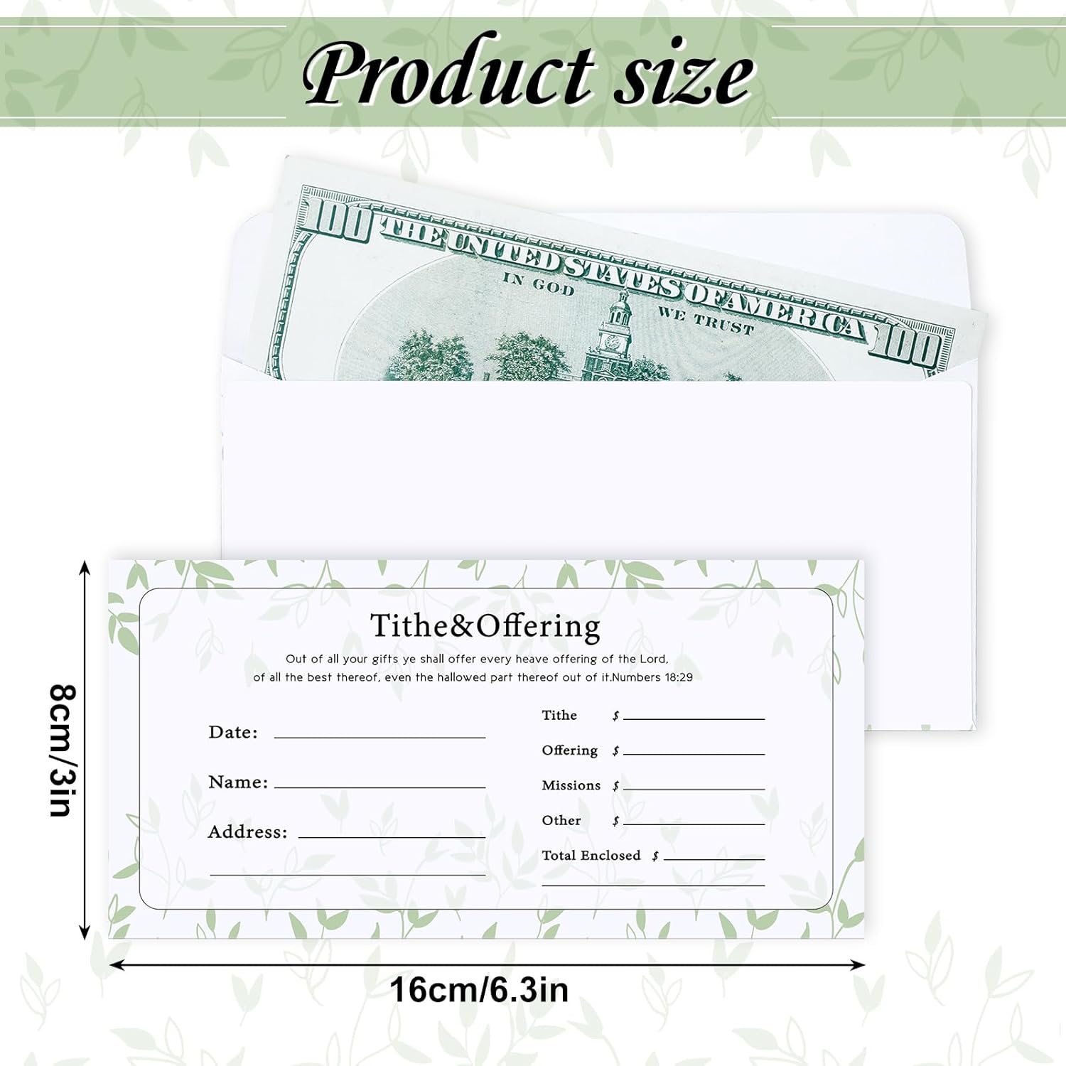 Woanger 1500 Count Church Tithes and Offering Envelopes Bulk Donation Bill Size Blank Envelopes for Religious Occasions Church Supplies Checks Offering