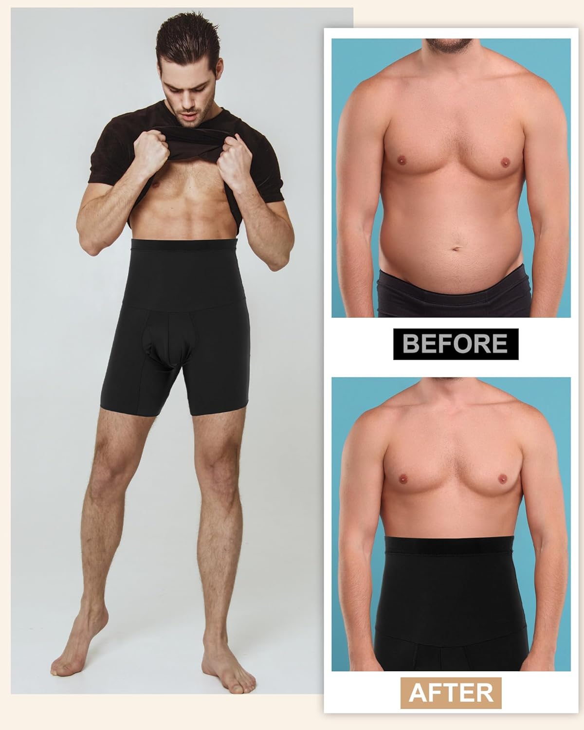 3 Pcs Men Girdle Tummy Control Shorts Compression Underwear High Waist Trainer Shapewear Body Shaper Boxer Briefs - Image 5