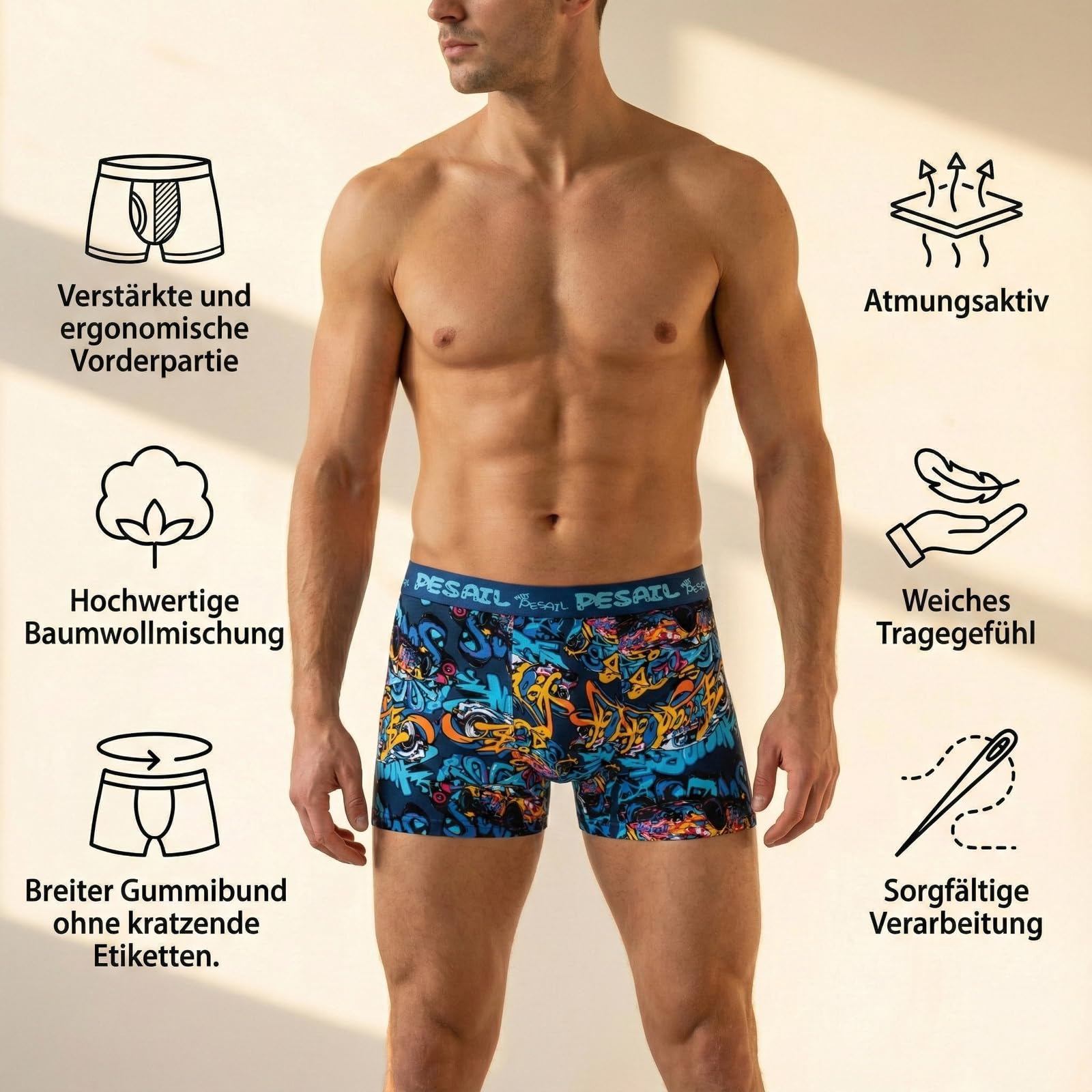 Pack de 8 calzoncillos tipo bóxer para hombre, de algodón y modal, para hombre, retro, ropa interior, diseño divertido