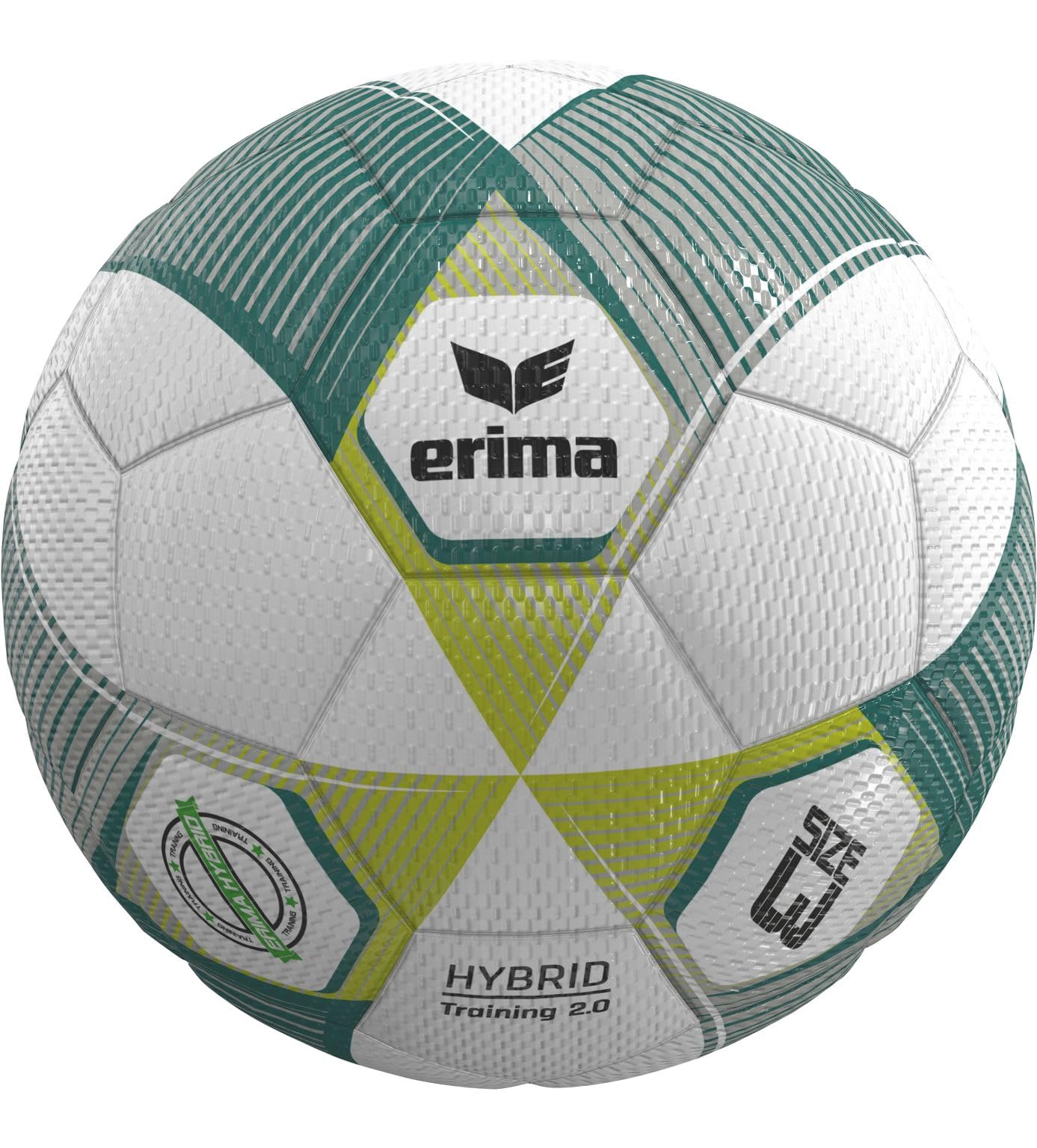 erima Hybrid Training 2.0 Balón de fútbol (7192603), Metallic Green/Silver/Lime, 3