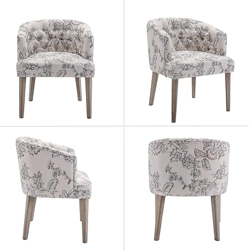 Miniatura 7 de HEAH-YO Juego de 2 sillas de comedor copetudas con brazos y respaldo, sillas tapizadas de barril de cocina para comedor, color gris