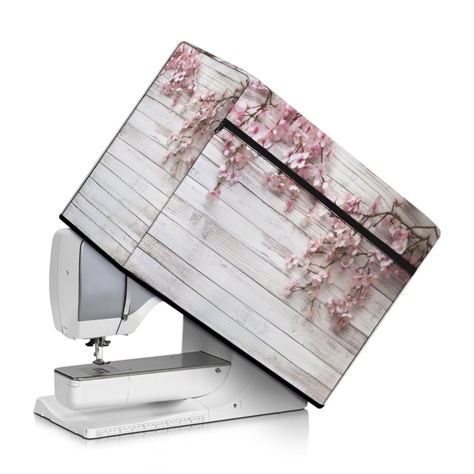 Kathyboom Cherry Blossom Board Dust Cover Universal for Most Standard Sewing Machines, Sturdy Quilted Protection Decor