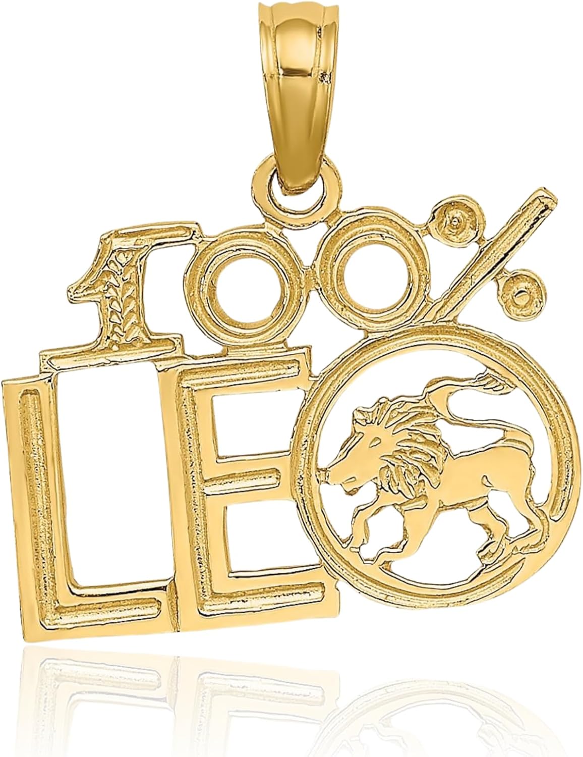 IceCarats 14K Solid Yellow Gold Small Leo Zodiac Pendant Necklace 14.8mm 5/8 inch Polished, Textured for her