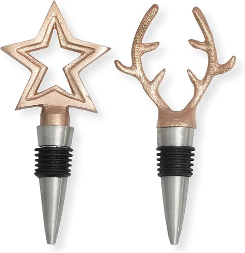 Folkulture Tapones de vino o tapones de vino para botellas de vino, juego de 2, accesorios de vino para regalos de inauguración de la casa,