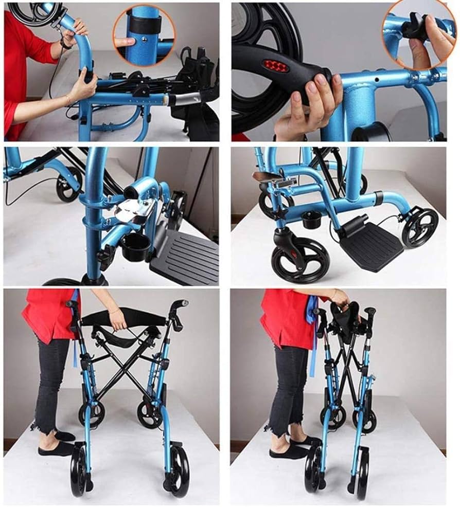 Amazon.co.jp: 車輪と座席を備えた高齢者用歩行器 調節可能なハンドル