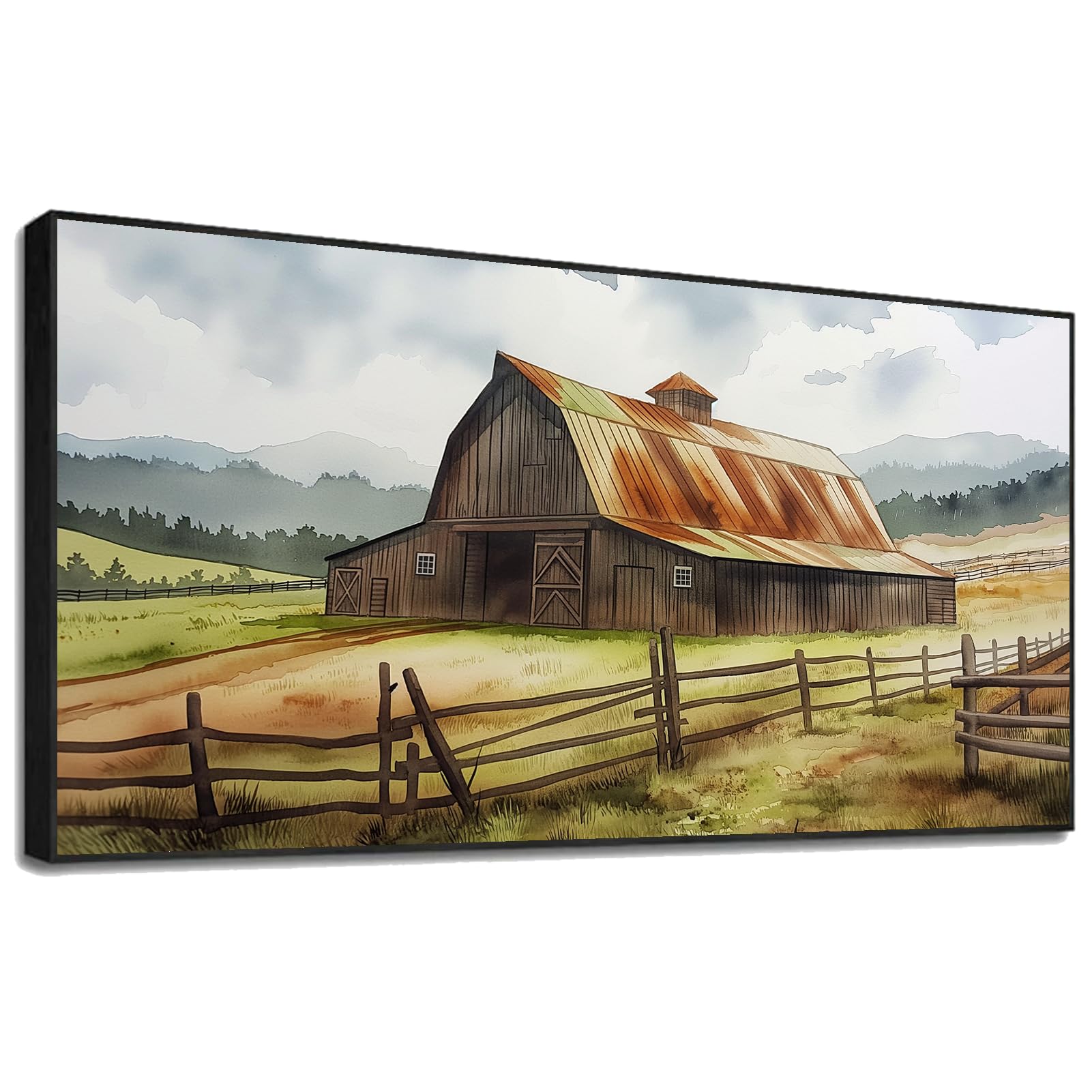 Barn Pictures Wall Art,Rustic Wall Art,Barn Wall Art,Farmhouse Wall Art,Landscape Wall Art,Large Wall Art for Living Room,Office,Entryway,Bedroom,