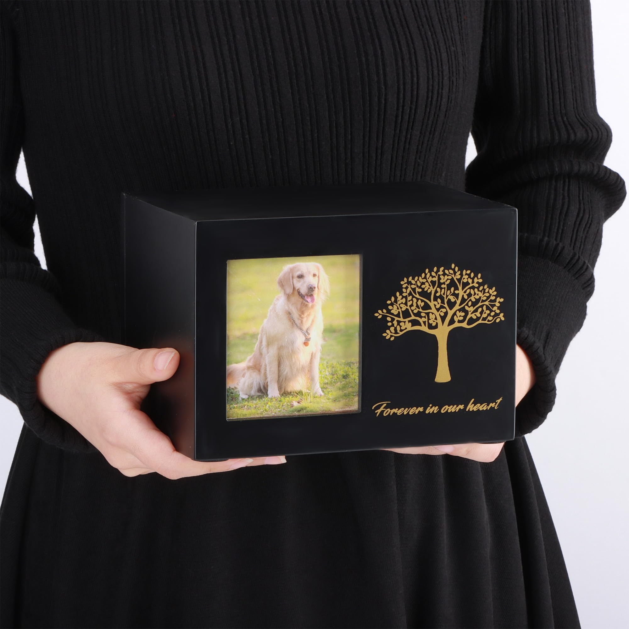 Urne per cani o gatti, cornice portafoto personalizzata e Albero Commemorativo, ceneri in legno, scatola dei ricordi per gatti o cani (25kg)