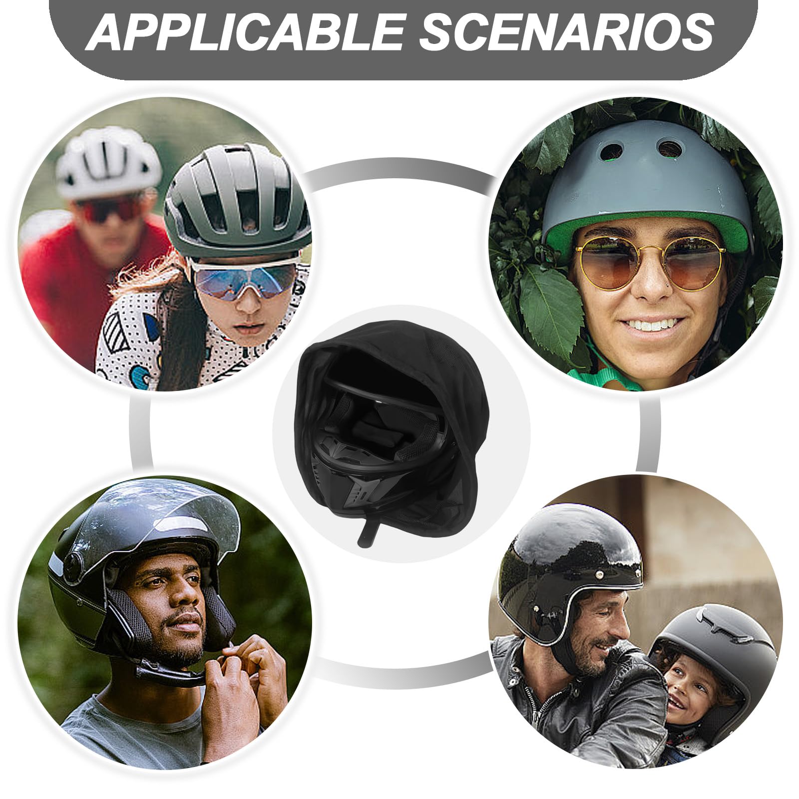 Lot de 2 Sacs pour Casque de Moto, Vélo et Ski - En Peluche, 47 x 43 cm, Avec Cordon de Serrage, Imperméable, Noir - Pour Basketball et Fitness