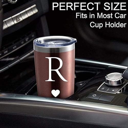 Miniatura 7 de Calltoge Regalos iniciales personalizados, vaso de viaje de acero inoxidable de 20 onzas, taza insultada de oro rosa, regalo de boda, dama de honor,