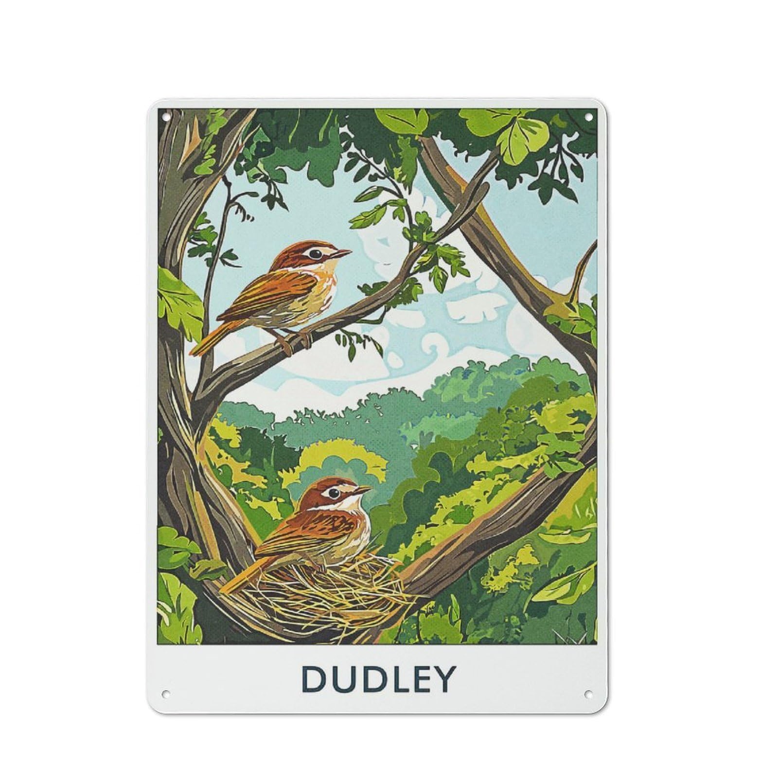 Junmoney Style-17 Birds In A Tree Retro Tin Wall Plaque 40X30cm For Home Office Or Studio, For Cooler-Month Interiors With Retro Character