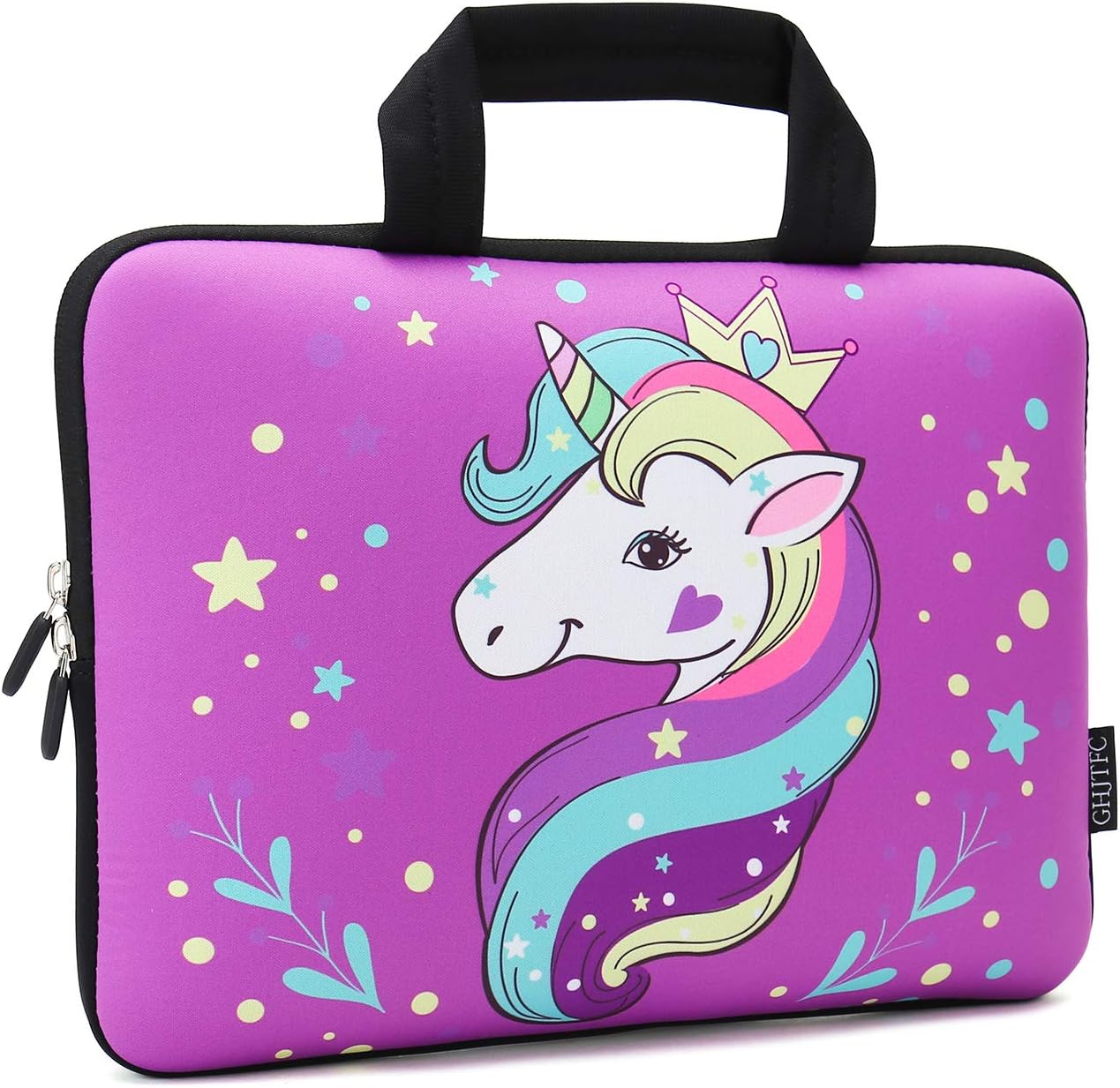 12Inch Laptop Sleeve Carrying Bag Protective Case Neoprene Sleeve Tote Tablet Cover Notebook Briefcase Bag with Handle (Unicorn,12") - Image 4