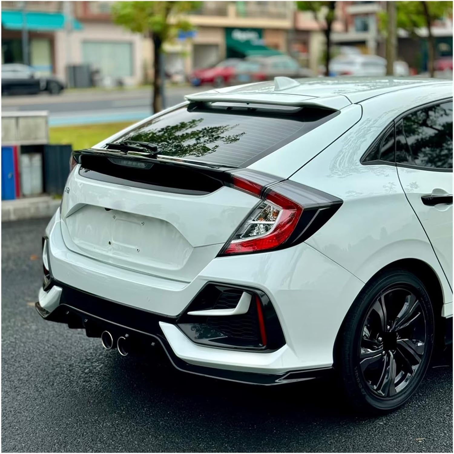 Compatible For Honda For Civic Hatchback 2020 2021 Rear Bumper Fog Light Frame Baffle Cover Bottom Protective Decoration Modification Kit(Rear Right)