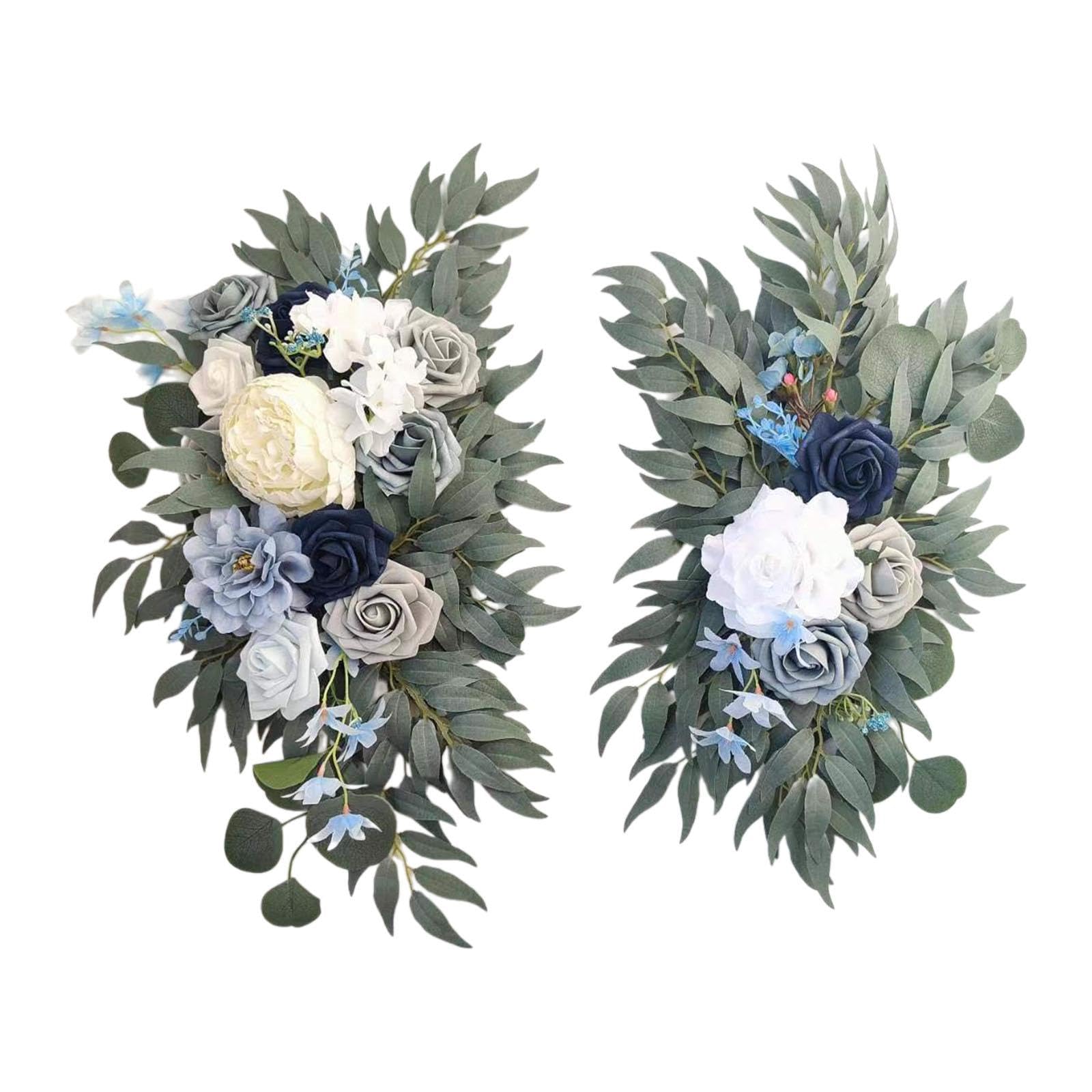 Fenteer Hochzeitsbogen-Blumen-Set für die Haustür, Blumengirlande, Hochzeitsdeko, Wandarrangement, Frühling, künstliche Blumengirlande für den Schreibtisch, Blau