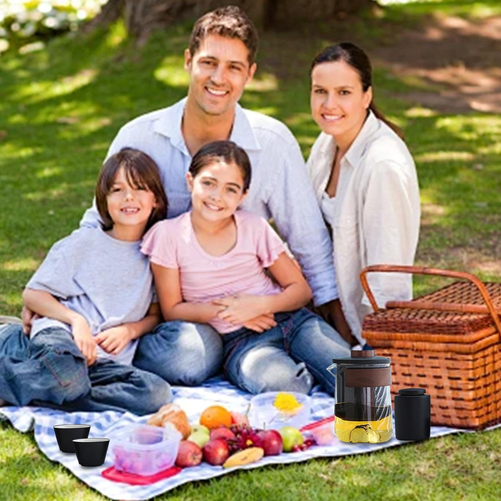 Juego de Té de Viaje con de - Juego de Té Resistente al Calor, Juego de Té | Compacto Portátil Con, Colador De Té, Bandeja De Té, 3 Tazas Y Bolsa De Almacenamiento Para Acampar