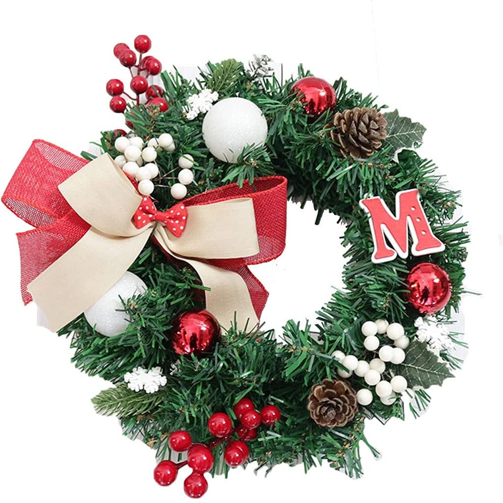 Guirlande de Noël pour porte d'entrée de 50 cm avec pommes de pin et boules