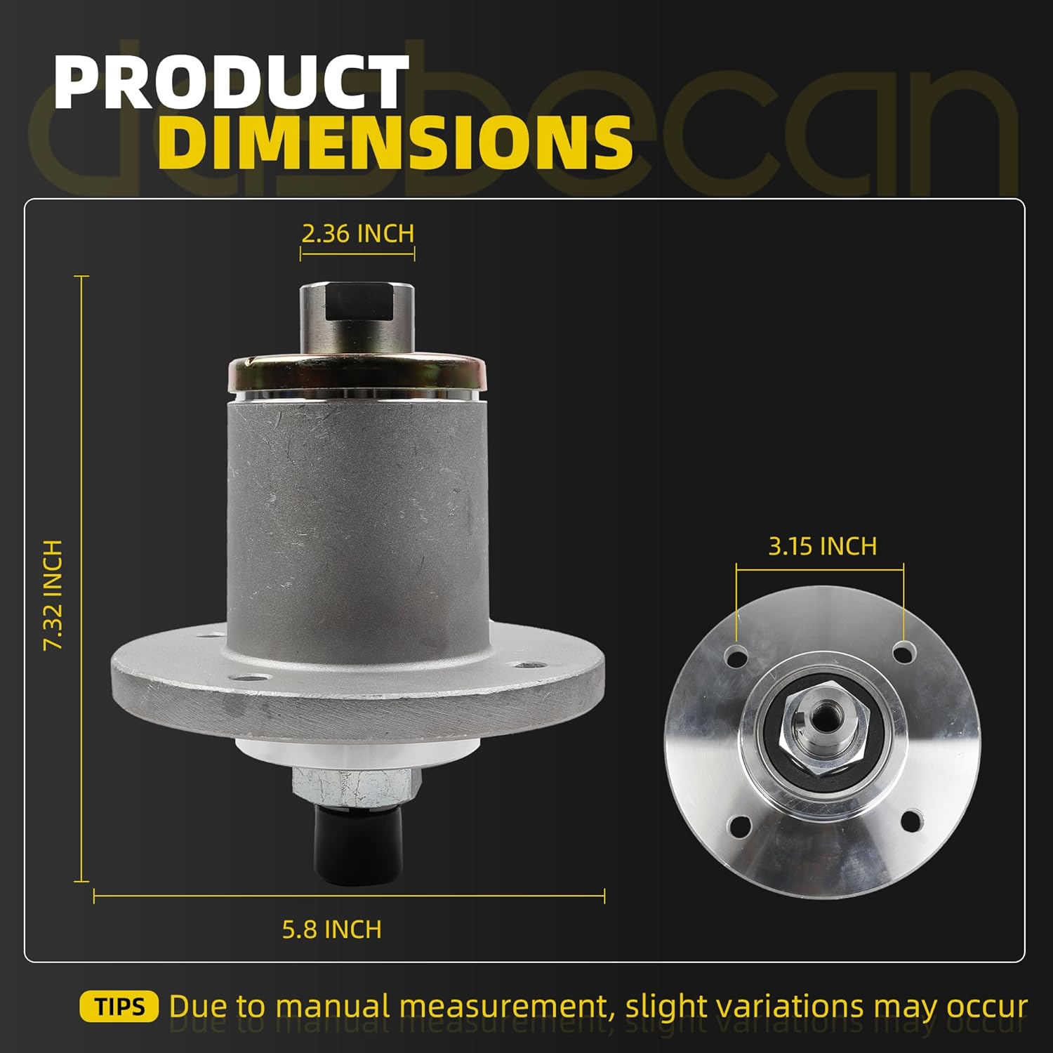 Dasbecan 437-0005-00 Lawn Mower Deck Spindle Compatible with Spartan RT RZ SRT Pro HD XDe 2016-2022 54" 61" 72" Decks Heavy Duty Spindle Assembly Replace# 437000500
