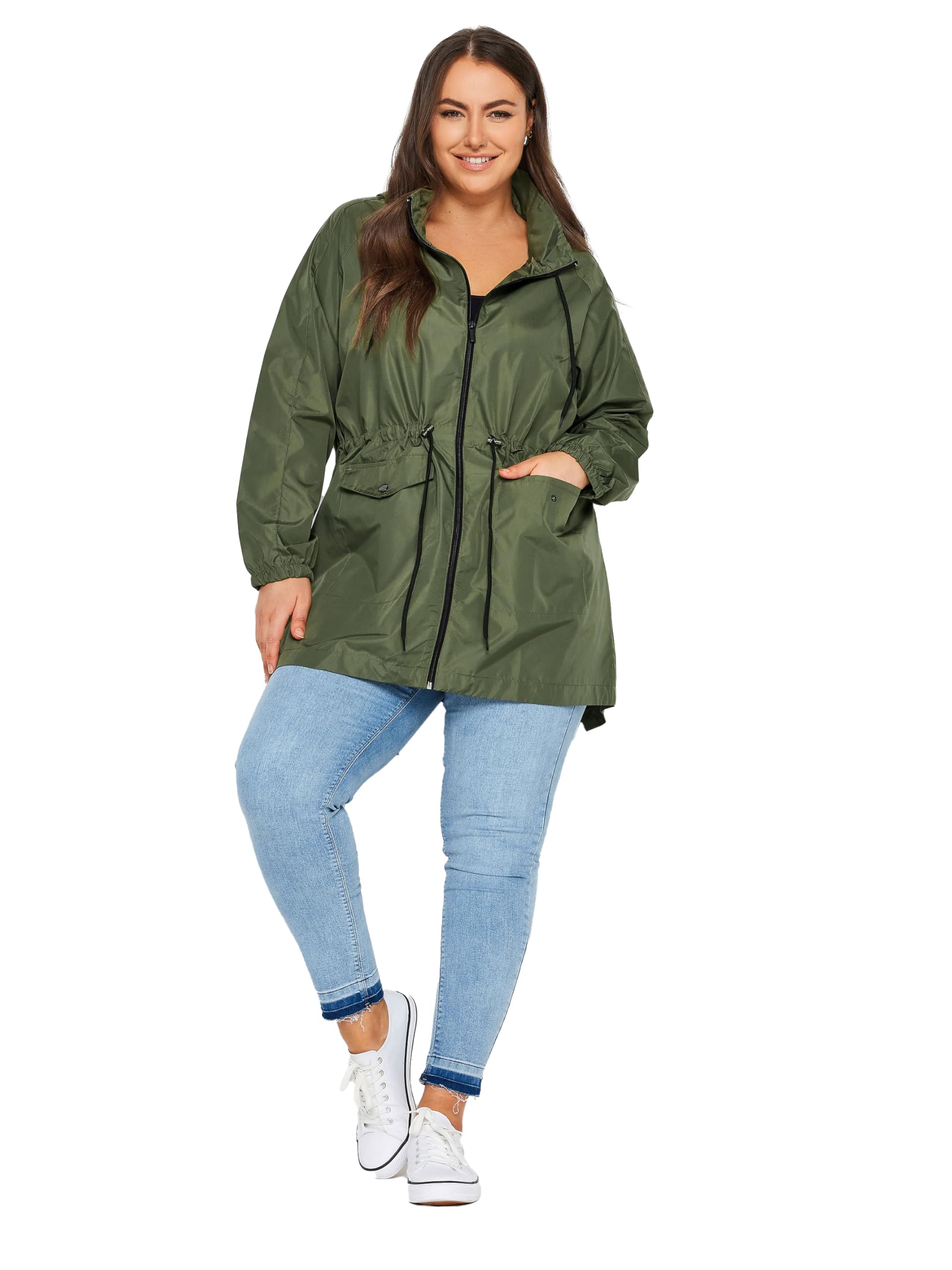 Yours Women's Olive Lightweight Parka Jacket In | Size: 14