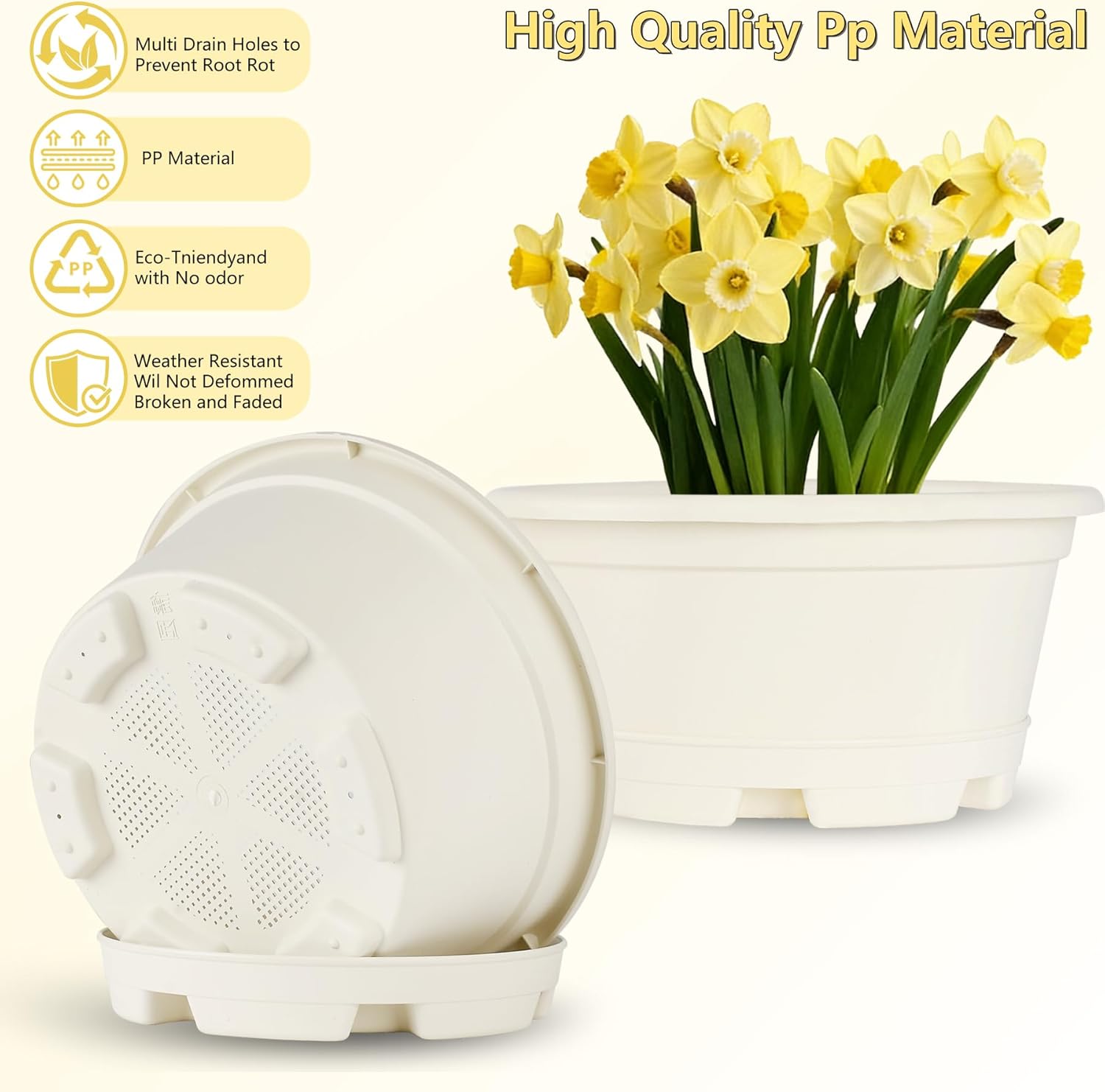 5 Packs 13 inch Plant Pot Modern Decorative Garden Pot with Saucer, Large planters for Outdoor Plants,Decorative Flower Pots